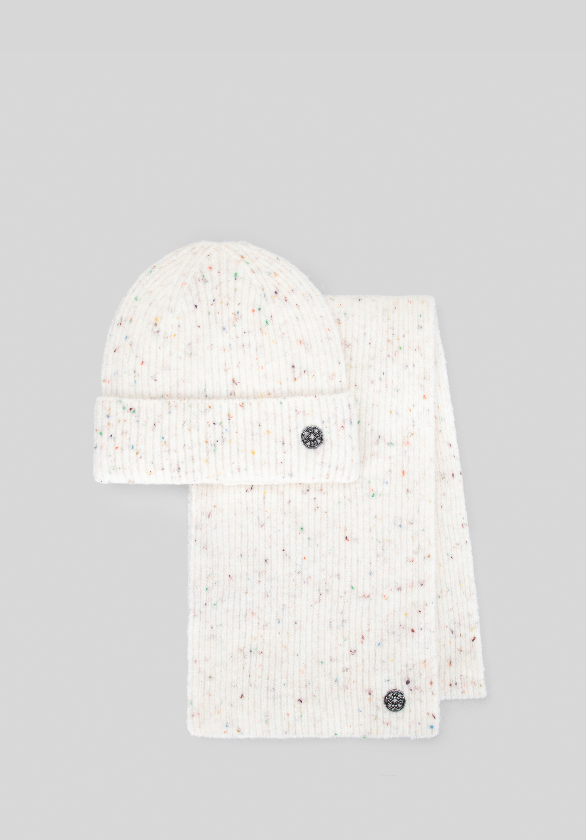 Women's winter set – hat and scarf, ecru, 101-SF-211-0, Photo 1