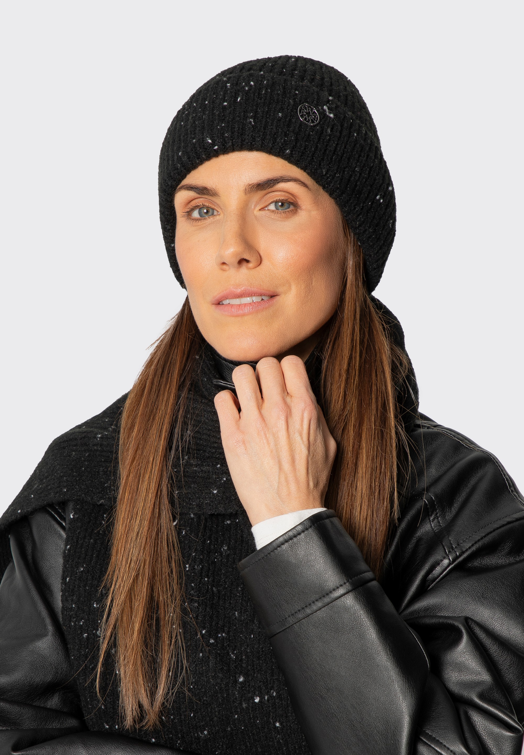 Women's winter set – hat and scarf, black, 101-SF-211-1, Photo 1