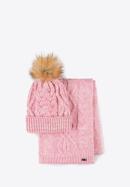 Women's winter cable knit set, pink-white, 97-SF-001-1, Photo 1