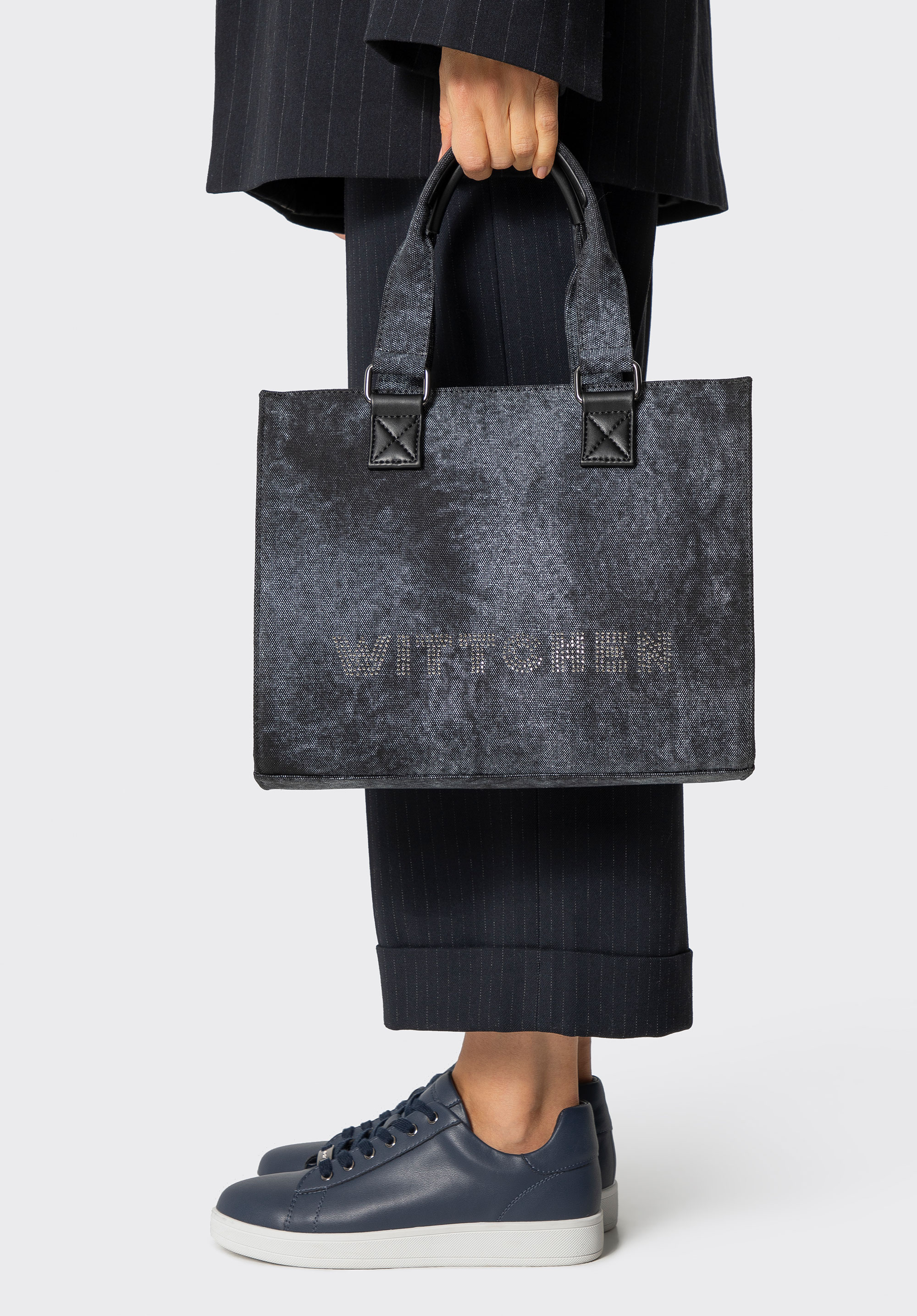 Damski kuferek z cyrkoniami, ciemny  szary, 101-4Y-717-88, Zdjęcie 1