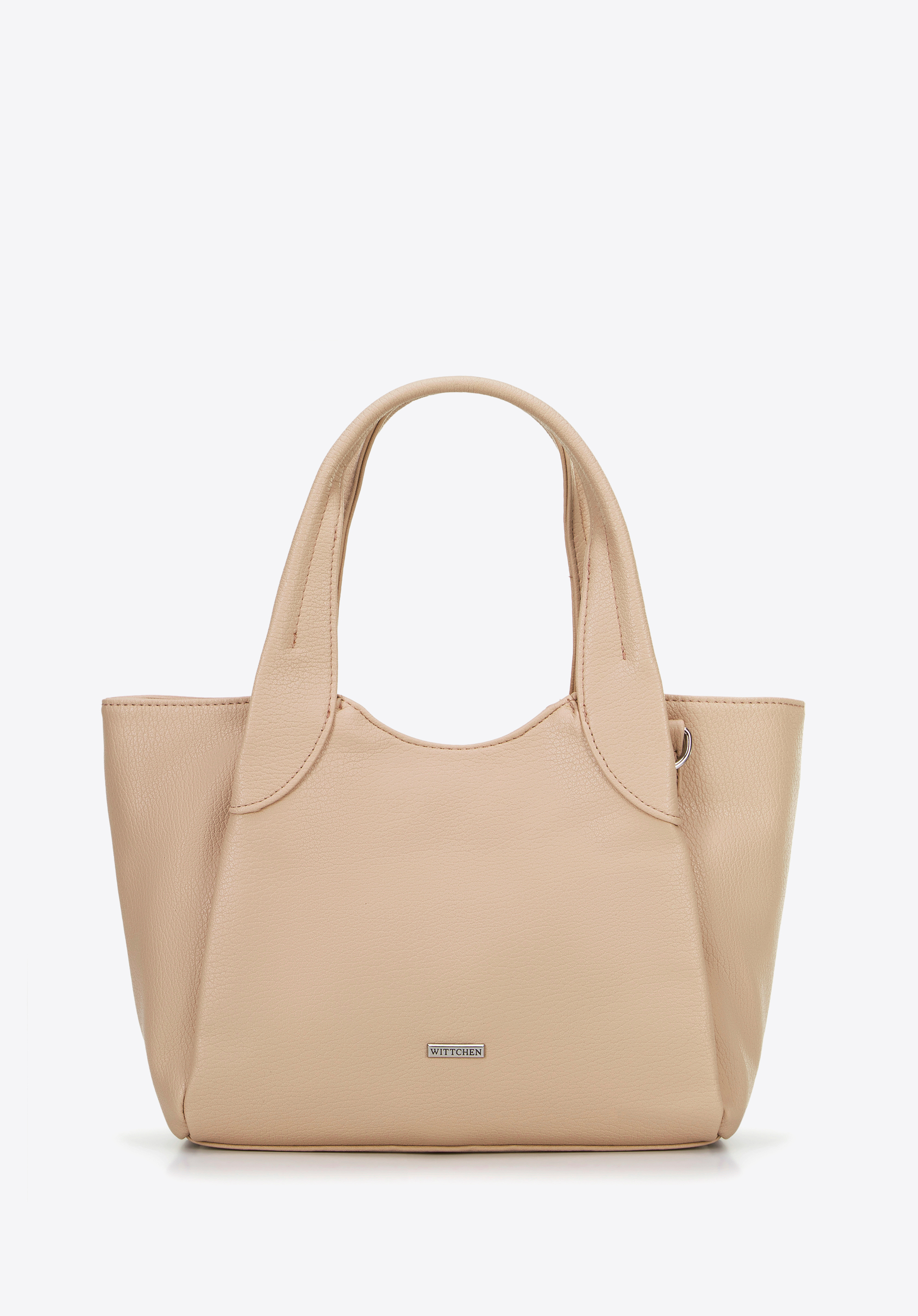 Women's small faux leather tote bag, beige, 100-4Y-438-9, Photo 1