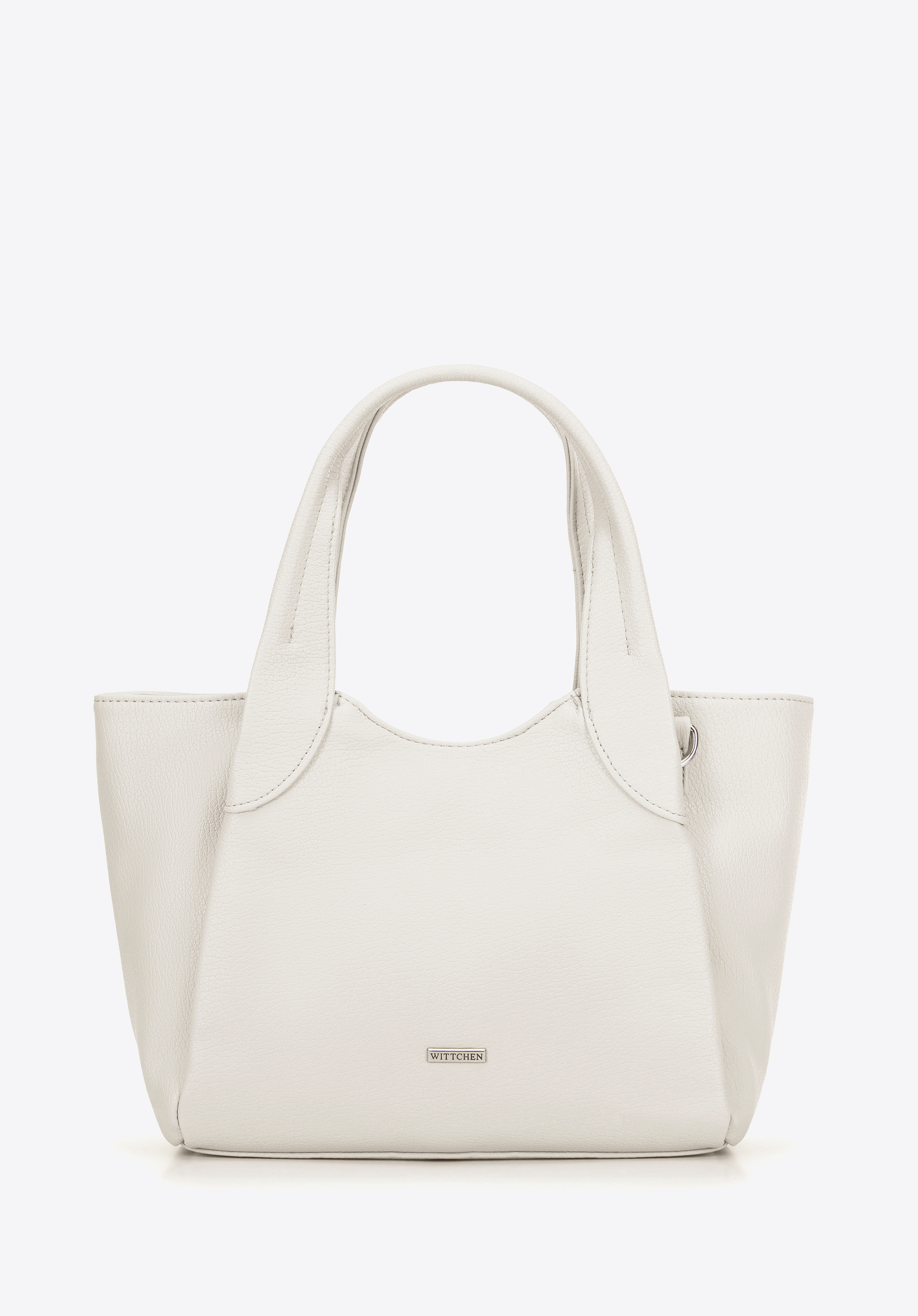 Women's small faux leather tote bag, cream, 100-4Y-438-0, Photo 1