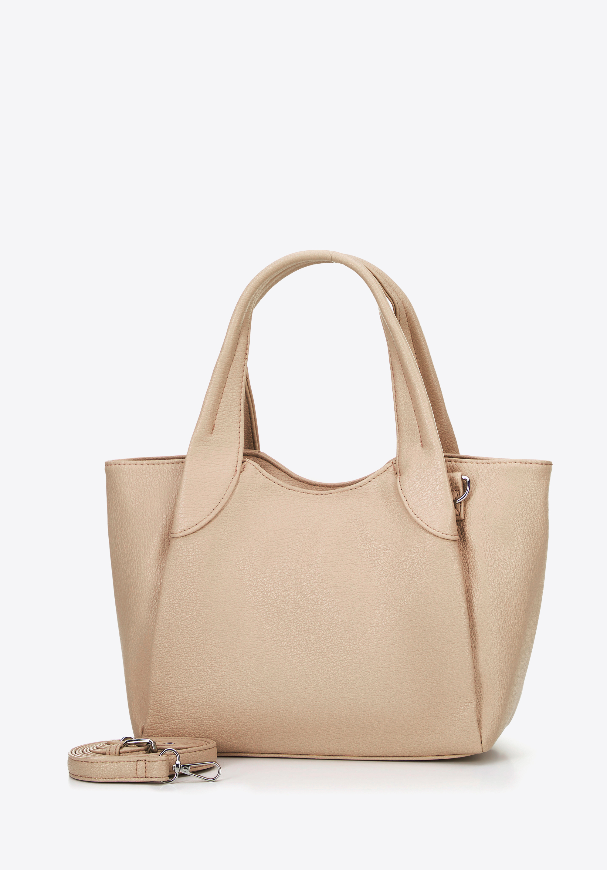 Women's small faux leather tote bag, beige, 100-4Y-438-9, Photo 1