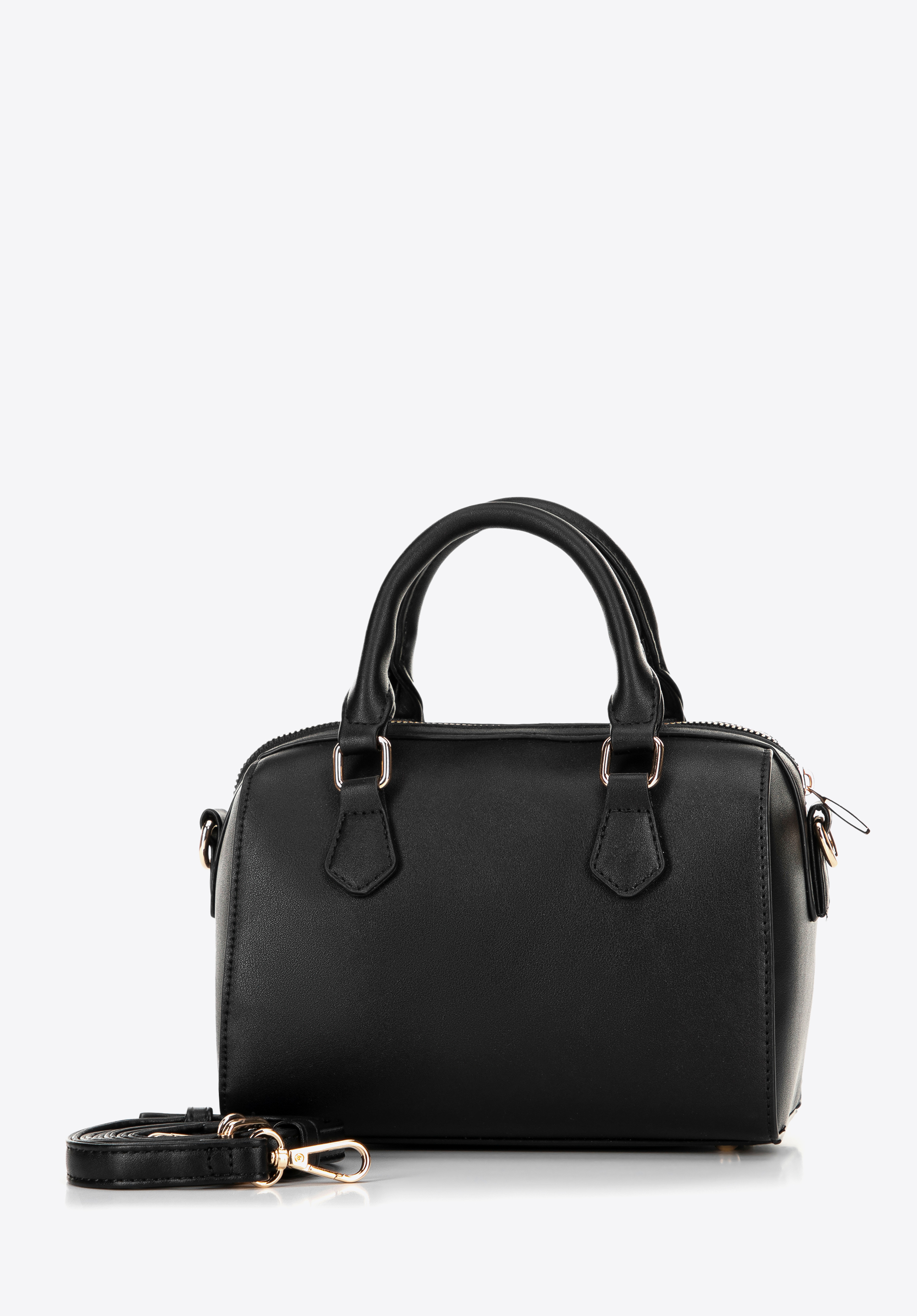Women's faux leather tote bag with monogram, black, 100-4Y-224-1, Photo 1