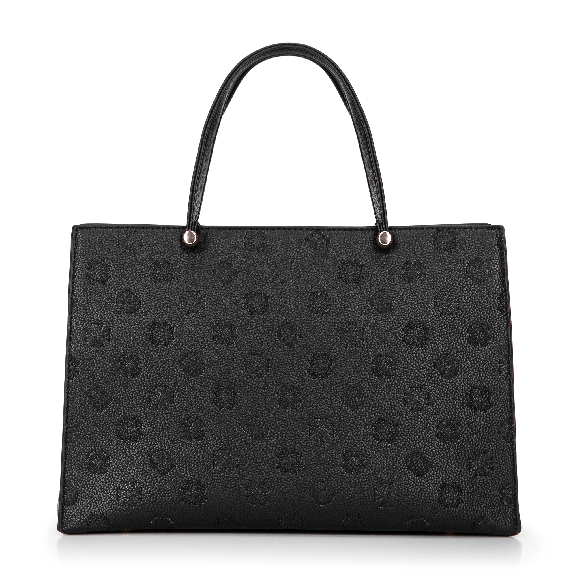 Dámska aktovka z imitácie kože s reliéfnym podpisom, čierna 101-4Y-P02-1