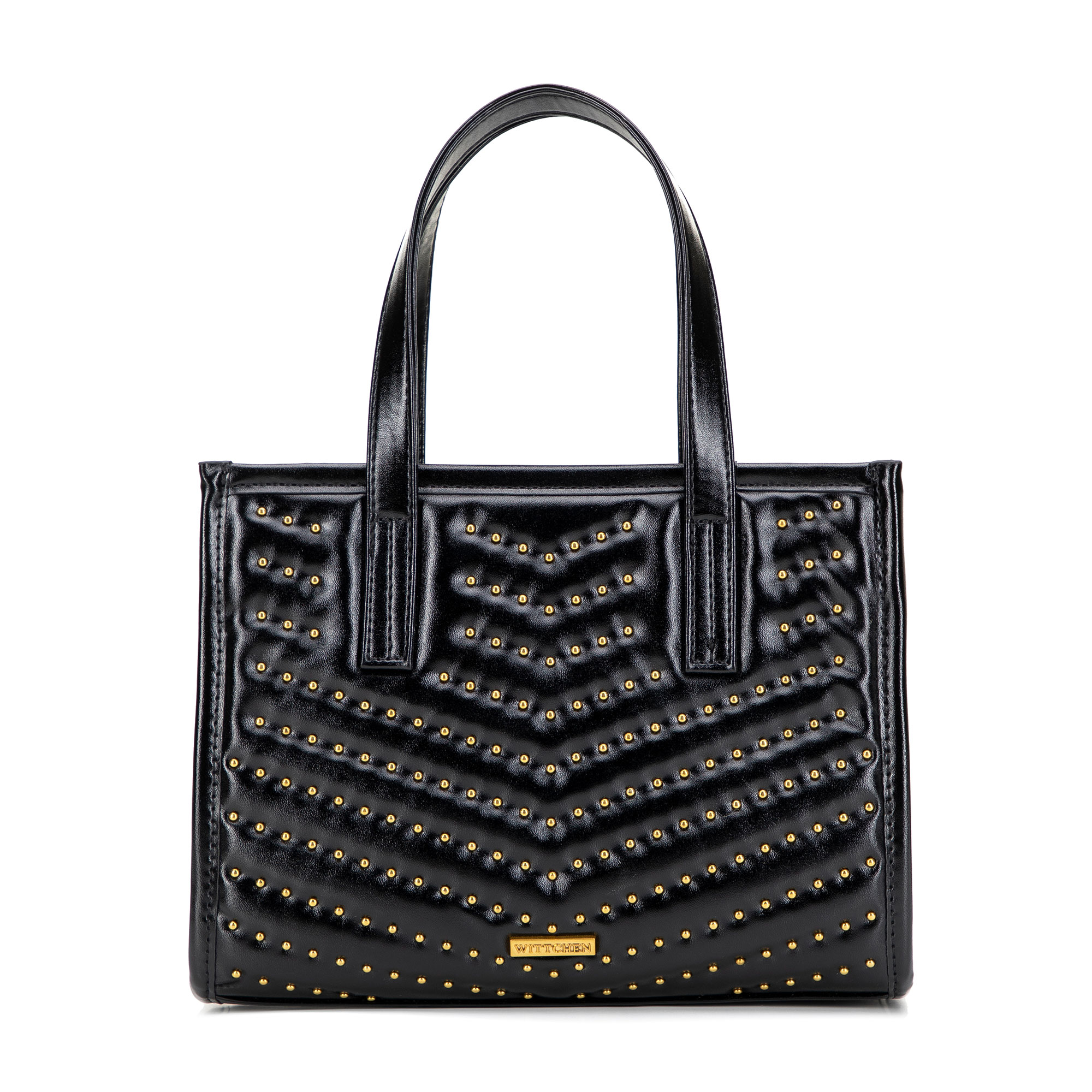 Dámsky kufrík s kovovými detailmi z ekokože – moderná elegancia do mesta aj do práce 101-4Y-426-1G