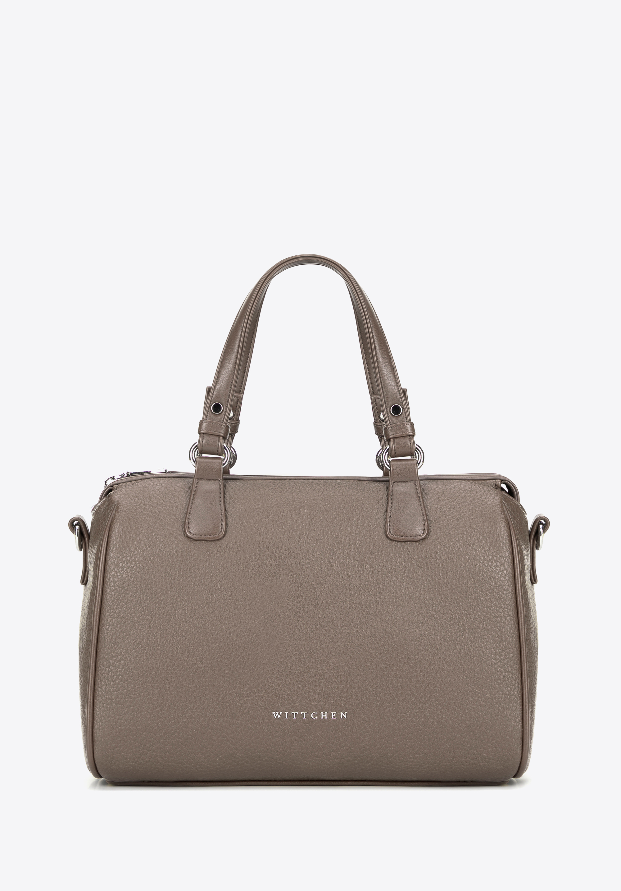 Damski kuferek z imitacji skóry z dżetami na pasku, ciemny  beż, 101-4Y-704-9, Zdjęcie 1