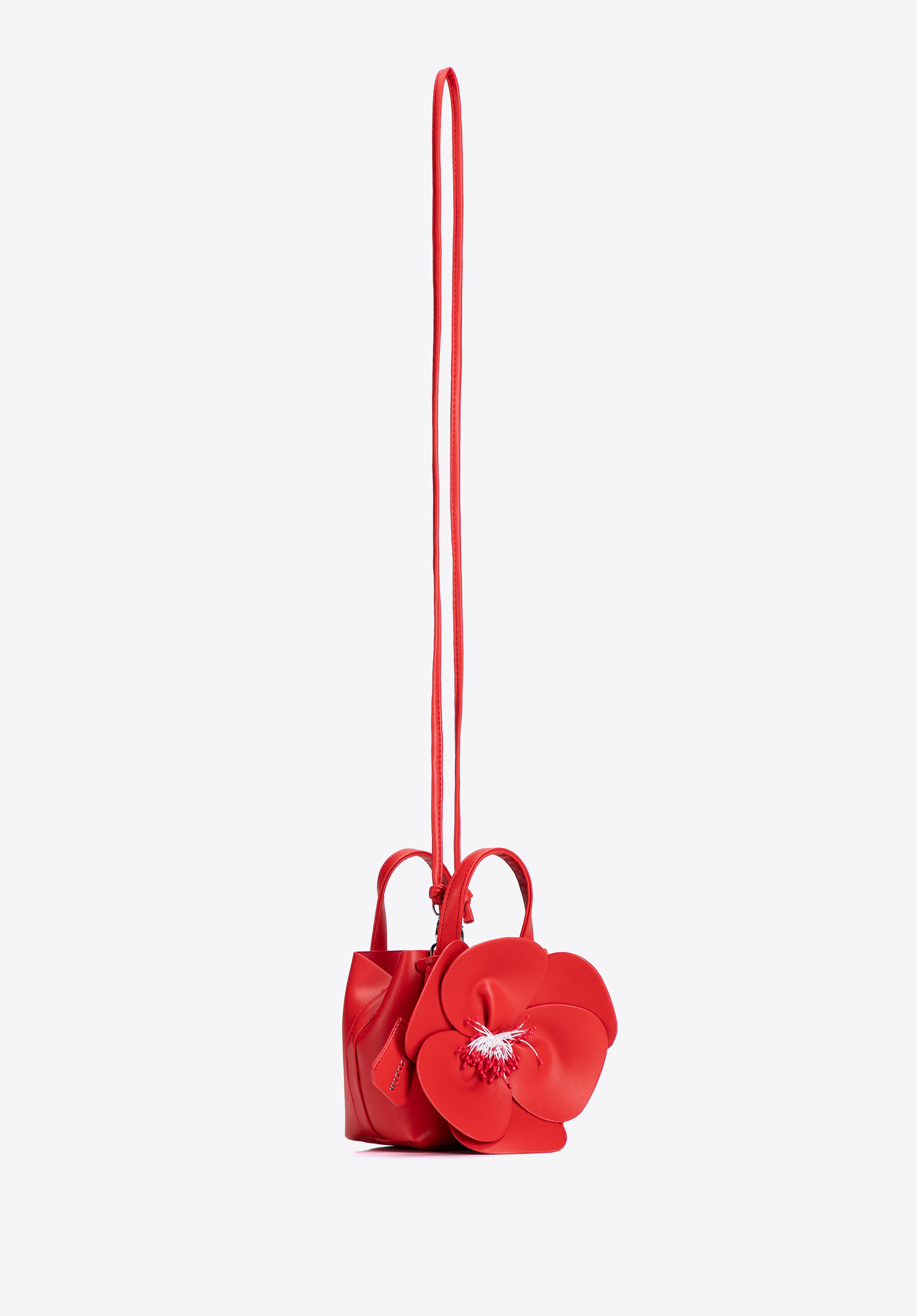 Women's tote bag with flower appliqué, red, 103-4Y-518-33, Photo 1