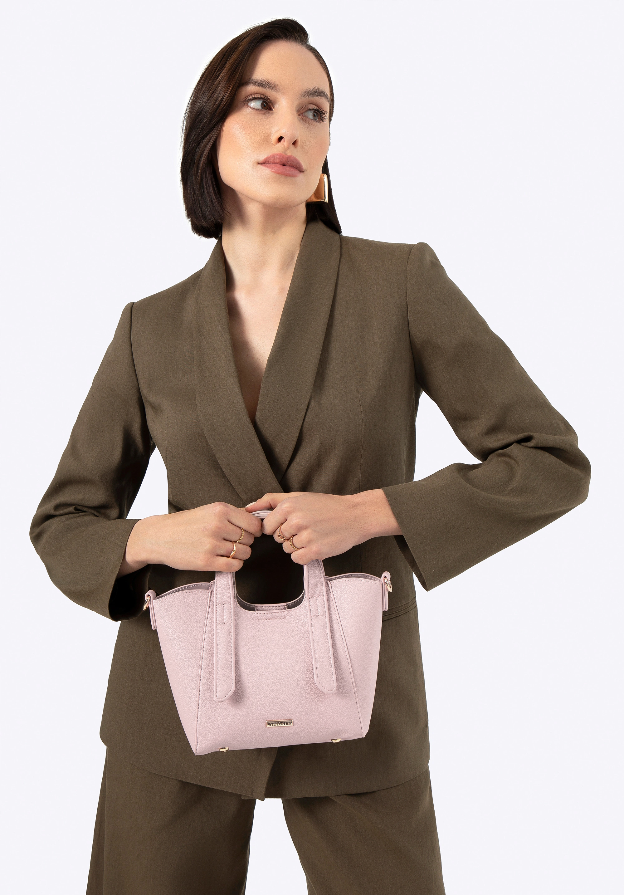 Damski kuferek z wyjmowaną saszetką mini, różowy, 100-4Y-214-P, Zdjęcie 1