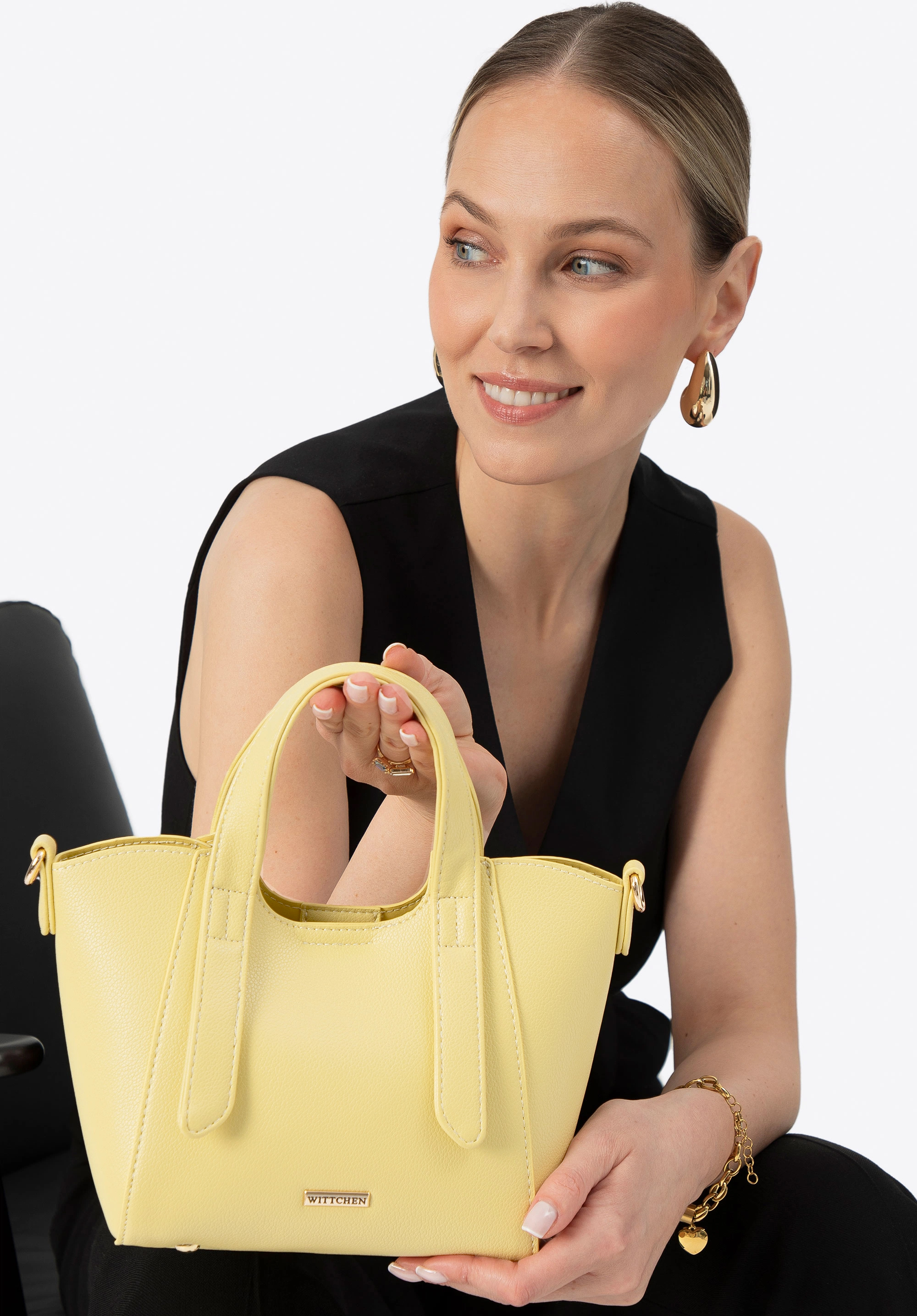 Damski kuferek z wyjmowaną saszetką mini, żółty, 100-4Y-214-Y, Zdjęcie 1