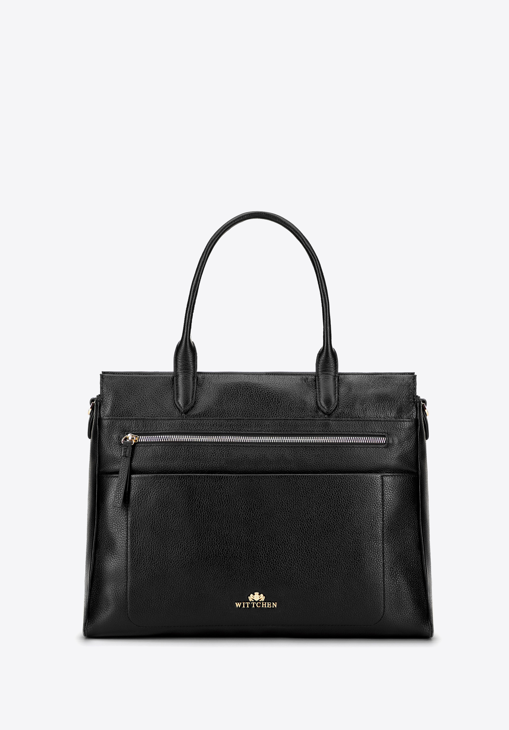 Damski kuferek ze skóry naturalnej o fakturze groszkowej, czarny, 101-4E-802-1, Zdjęcie 1