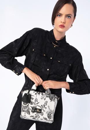 Women's patterned tote bag, cream-black, 97-4E-505-X1, Photo 1