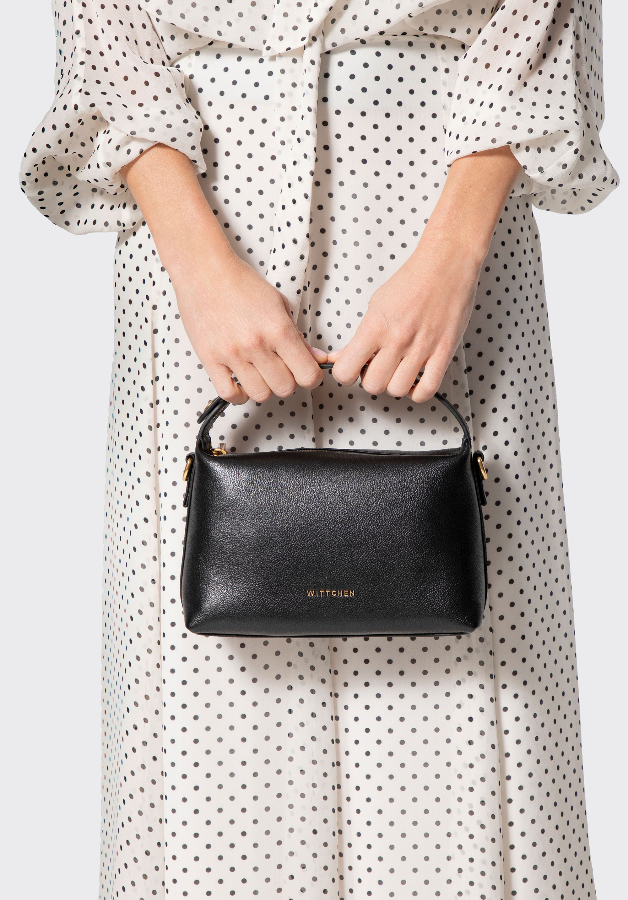 Mała skórzana torebka dla kobiet, czarny, 102-4E-602-1, Zdjęcie 1