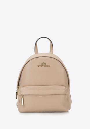 Leather mini backpack, light beige, 95-4E-661-9, Photo 1