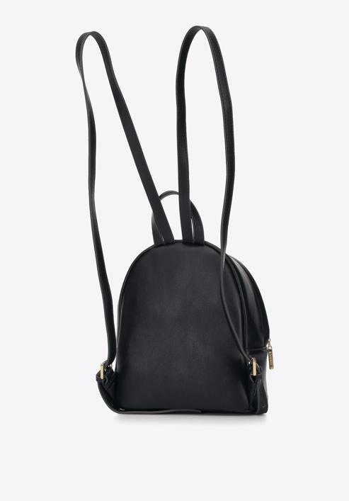 Leather mini backpack, black, 95-4E-661-Z, Photo 2