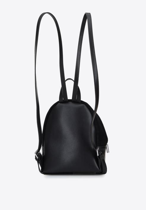 Leather mini backpack, black-silver, 95-4E-661-Z, Photo 2