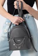 Faux leather backpack with decorative chain detail, graphite, 98-4Y-506-1, Photo 16