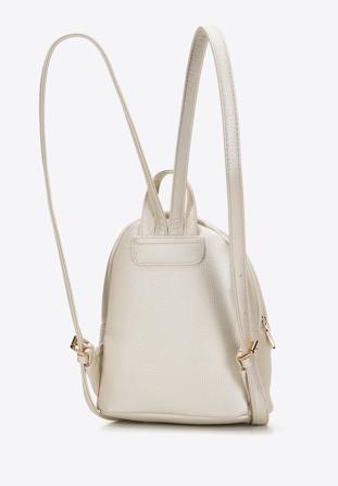 Faux leather backpack with decorative chain detail, ecru, 98-4Y-506-0, Photo 1
