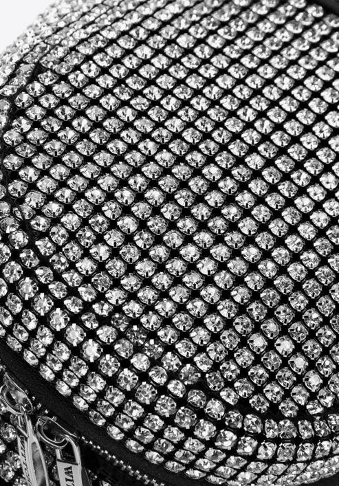 Damski miniplecak z kryształkami, srebrny, 98-4Y-022-S, Zdjęcie 4