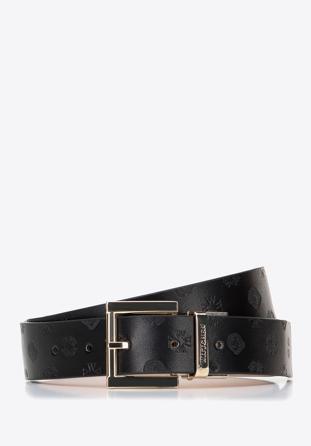 Women's reversible leather belt, beige-black, 96-8D-802-1-S, Photo 1