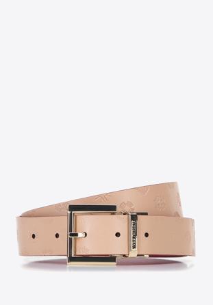 Women's reversible leather belt, red-beige, 96-8D-802-9-S, Photo 1