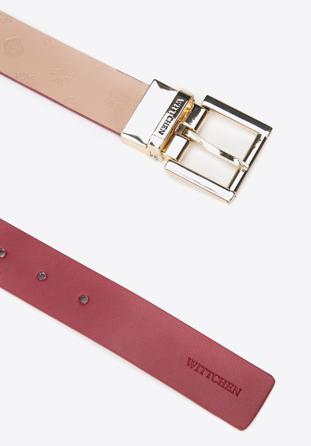 Women's reversible leather belt, red-beige, 96-8D-802-9-S, Photo 1
