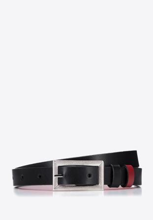 Women's leather reversible belt, black-red, 94-8D-001-1-LXL, Photo 1