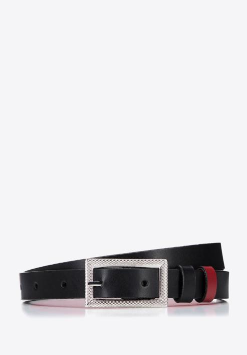 Women's leather reversible belt, black-red, 94-8D-001-1-SM, Photo 1