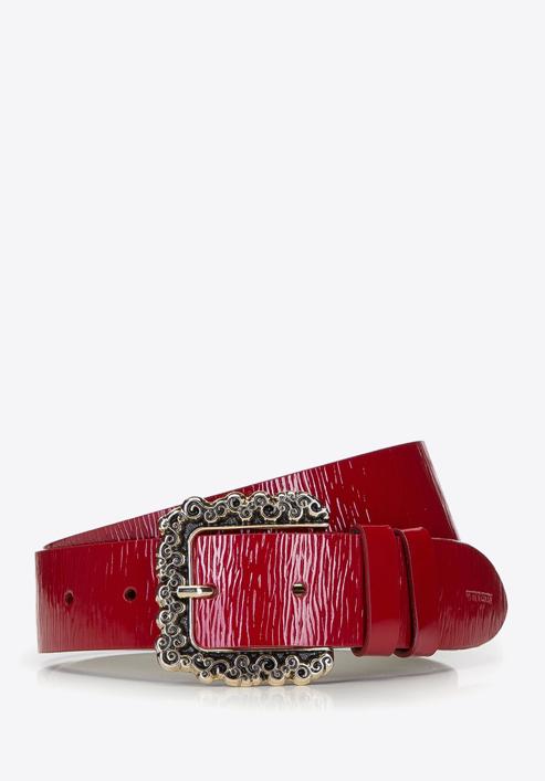 Women's patent leather belt, red, 92-8D-314-1-XL, Photo 1