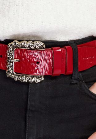 Women's patent leather belt, red, 92-8D-314-3-L, Photo 1