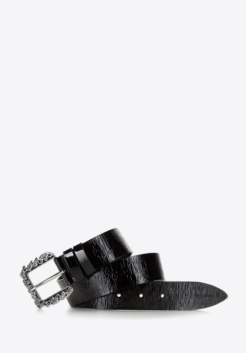 Women's patent leather belt, black, 92-8D-314-1-M, Photo 2