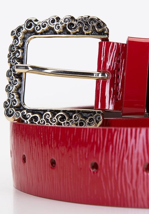 Women's patent leather belt, red, 92-8D-314-1-XL, Photo 3