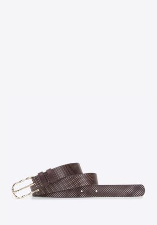 Women's leather dot belt, brown, 92-8D-301-4-M, Photo 1