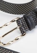 Women's leather dot belt, black, 92-8D-301-1-L, Photo 3