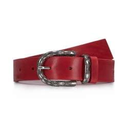 Women's leather belt with large buckle, red, 93-8D-200-3-2XL, Photo 1