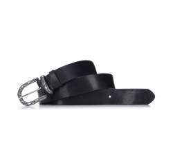 Women's leather belt with large buckle, black, 93-8D-200-1-S, Photo 1