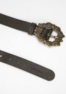 Women's leather belt with a fancy buckle, olive, 98-8D-108-Z-L, Photo 2