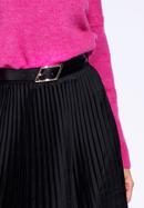 Women's leather belt with geometric buckle, black, 95-8D-802-3-L, Photo 15