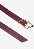 Women's leather belt with geometric buckle, burgundy, 95-8D-802-8-2XL, Photo 2