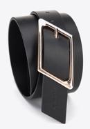 Women's leather belt with geometric buckle, black, 95-8D-802-3-XL, Photo 3