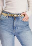 Women's leather belt with padlock detail, gold, 92-8D-307-S-XL, Photo 10