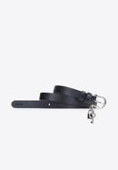 Women's leather belt with padlock detail, black, 92-8D-307-S-M, Photo 2