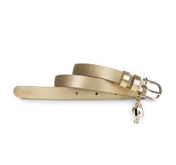 Women's leather belt with padlock detail, gold, 92-8D-307-G-XL, Photo 1