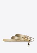 Women's leather belt with padlock detail, gold, 92-8D-307-S-M, Photo 2
