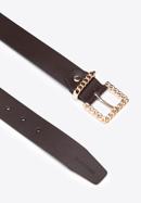 Women's leather belt with decorative buckle, brown, 95-8D-803-4-XL, Photo 2