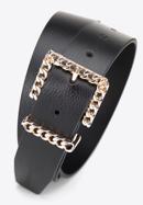 Women's leather belt with decorative buckle, black, 95-8D-803-1-S, Photo 3