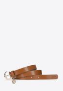 Women's leather belt with logo detail, brown, 94-8D-904-4-XL, Photo 2