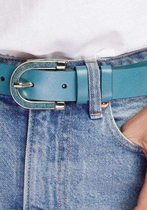 Women's leather belt, turquoise, 92-8D-302-2-XL, Photo 11