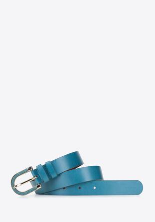 Women's leather belt, turquoise, 92-8D-302-Z-L, Photo 1