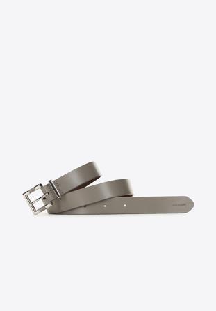 Women's leather belt with modern buckle, grey, 91-8D-303-8-M, Photo 1